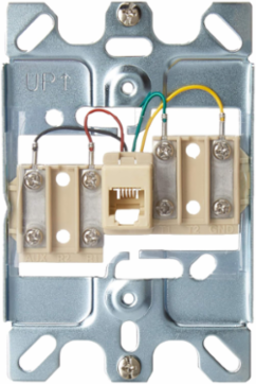 Telephone Wall Phone Wallplate Surface Mount Jack, 1 Modular 6P4C Jack, Screw-Down Connection - Stainless Steel