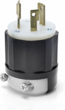 Industrial Grade Locking Plug 30 Amp 600 Volt NEMA L9-30P Black & White