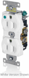 15 Amp Duplex Receptacle Outlet, Heavy-Duty Hospital Grade, 125 VAC, Ivory