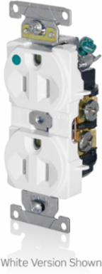 15 Amp Hospital Grade Duplex Receptacle, Red, Back or Side Wire, 125 Volt