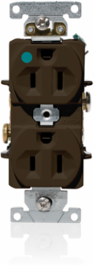 Heavy-Duty Hospital Grade Duplex Receptacle Outlet 15 Amp 125 Volt NEMA 5-15R Brown