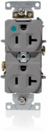 20 Amp Hospital Grade Duplex Receptacle, Self-Grounding, 125 Volt, Gray