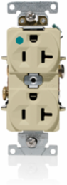 20 Amp Heavy-Duty Hospital Grade Duplex Receptacle, Self-Grounding, Ivory