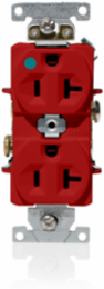 20 Amp Duplex Receptacle, Heavy-Duty Hospital Grade, Self-Grounding, NEMA 5-20R, Red