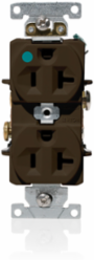 20 Amp Heavy-Duty Hospital Grade Duplex Receptacle Outlet, Brown, Self-Grounding