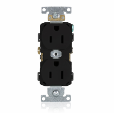 15 Amp Commercial Grade Duplex Receptacle - Self-Grounding, NEMA 5-15R, Nylon Body