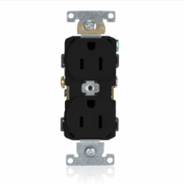 15 Amp Commercial Grade Duplex Receptacle - Self-Grounding, NEMA 5-15R, Nylon Body