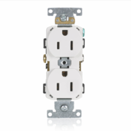 15 Amp Commercial Grade Duplex Receptacle, Self-Grounding, NEMA 5-15R