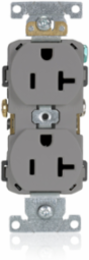 20 Amp Commercial Grade Duplex Receptacle, Self-Grounding, 125 Volt, Gray