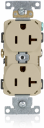 20 Amp Commercial Grade Duplex Receptacle, Self-Grounding, NEMA 5-20R, Ivory