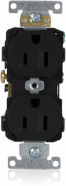 15 Amp Duplex Receptacle, Commercial Grade, Self-Grounding, NEMA 5-15R