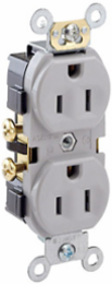 15 Amp Commercial Grade Duplex Receptacle, 125 Volt, Self-Grounding, Gray