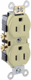 15 Amp Commercial Duplex Receptacle Outlet, Self-Grounding, Thermoplastic, Ivory