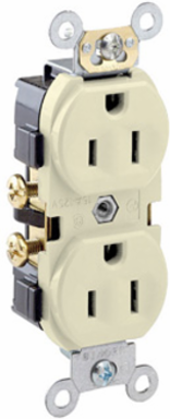 15 Amp Duplex Receptacle Outlet, Commercial Grade, NEMA 5-15R, Self-Grounding