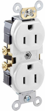 15 Amp Commercial Grade Duplex Receptacle Outlet, Self-Grounding, NEMA 5-15R