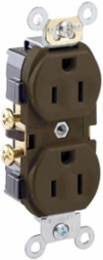 15 Amp Commercial Grade Duplex Receptacle Outlet, Self-Grounding, 125 Volt, Brown