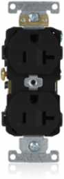 20 Amp Duplex Receptacle Outlet, Commercial Grade, NEMA 5-20R, Self-Grounding, Black