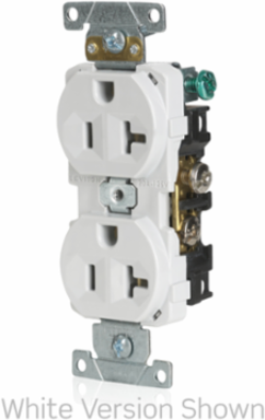 20 Amp Duplex Receptacle Outlet, Commercial Grade, Self-Grounding, Gray