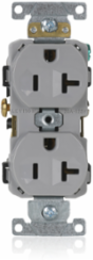 20 Amp Duplex Receptacle Outlet, Commercial Grade, Self-Grounding, Gray