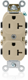 20 Amp Duplex Receptacle Outlet, Commercial Grade, Self-Grounding, Ivory