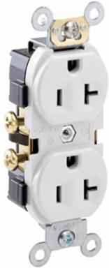 20 Amp Commercial Grade Duplex Receptacle, Self-Grounding, NEMA 5-20R, 125 Volt