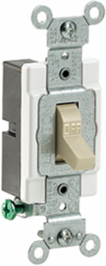 20 Amp Single-Pole Toggle Switch, Ivory, Commercial Grade, 120/277 Volt