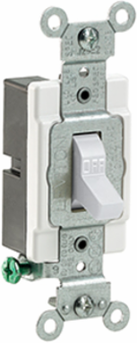 20 Amp Single-Pole Toggle Switch, 120/277 Volt, Commercial Spec Grade, White