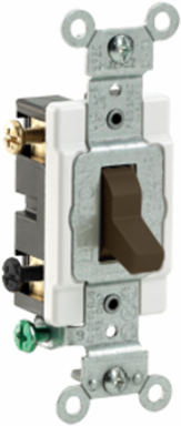 15 Amp Double-Pole Toggle Switch, 120/277 VAC, Brown, Commercial Grade