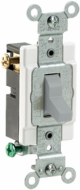 20 Amp Toggle 3-Way Quiet Switch, 120/277 VAC, Commercial Grade, Gray