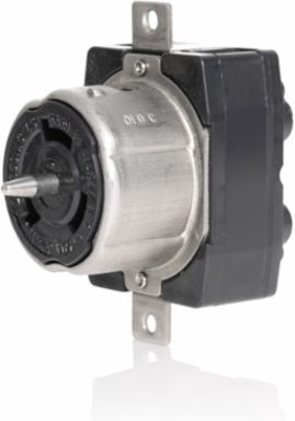 50 Amp Locking Flush Mount Receptacle, 125/250 Volt, Rugged Nylon Construction
