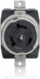 50 Amp Locking Flush Mount Receptacle, 125/250 Volt, Rugged Nylon Construction