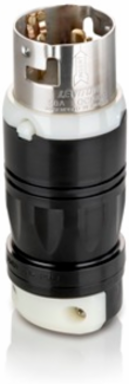 50 Amp 480 Volt Black & White Locking Plug, Industrial Grade, Nylon Housing