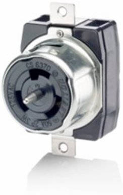 50 Amp Locking Flush Mount Receptacle, 480 Volt, Reinforced Nylon, Industrial Grade