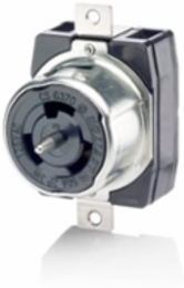50 Amp Locking Flush Mount Receptacle, 480 Volt, Reinforced Nylon, Industrial Grade