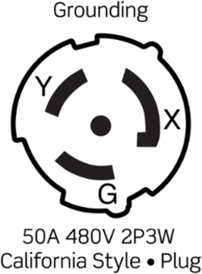 50 Amp Locking Flanged Inlet, 480 Volt, Industrial Grade, Non-NEMA