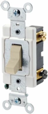 20 Amp 3-Way Toggle Switch with Quiet Operation, Ivory, 120/277 Volt