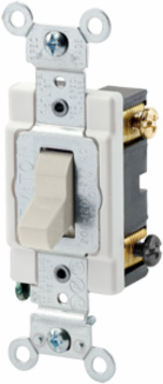 20 Amp 3-Way Toggle Switch, Quiet, Thermoplastic, Light Almond