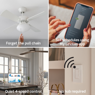 Decora Smart Wi-Fi Fan Speed Controller, 1.5A Load, Neutral Wire Required