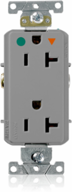 20 Amp Hospital Grade Isolated Ground Duplex Receptacle, Gray, Self-Grounding