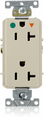 20 Amp Duplex Receptacle Outlet, Hospital Grade, Self-Grounding, 125 Volt