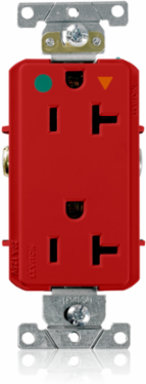 20 Amp Hospital Grade Isolated Ground Duplex Receptacle, 125 Volt, Red