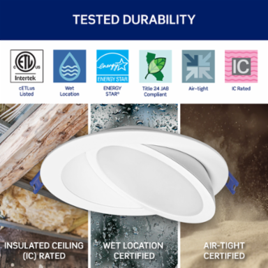 Adjustable Slim Downlight with Selectable CCT, 4-inch Round Aperture