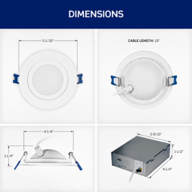 Adjustable Slim Downlight with Selectable CCT, 4-inch Round Aperture