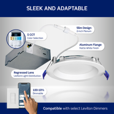 Baffle Slim Downlight with Selectable CCT, 4-inch Round Aperture