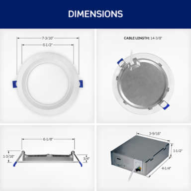 Baffle Slim Downlight with Selectable CCT, 6-inch Round Aperture