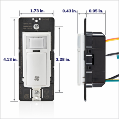 Decora In-Wall Humidity Sensor and Fan Control Switch, 1/4 HP, Residential Grade, Single Pole