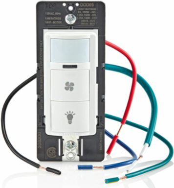 Decora In-Wall Occupancy Sensor & Fan Switch, 1/4 HP, Single Pole, 900 Sq Ft Coverage