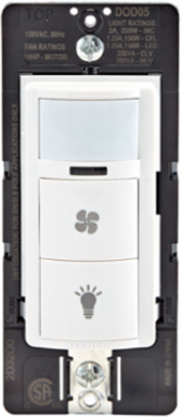 Decora In-Wall Occupancy Sensor & Fan Switch, 1/4 HP, Single Pole, 900 Sq Ft Coverage