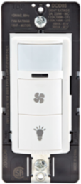 Decora In-Wall Occupancy Sensor & Fan Switch, 1/4 HP, Single Pole, 900 Sq Ft Coverage