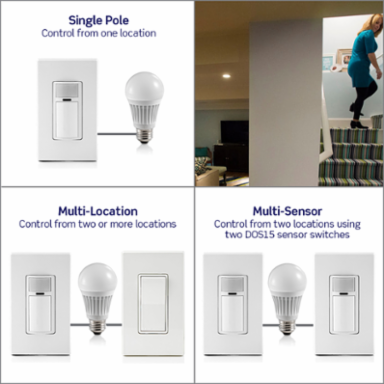 Decora Occupancy Motion Sensor Light Switch, 15A, 180° Coverage, Auto-On/Manual-On